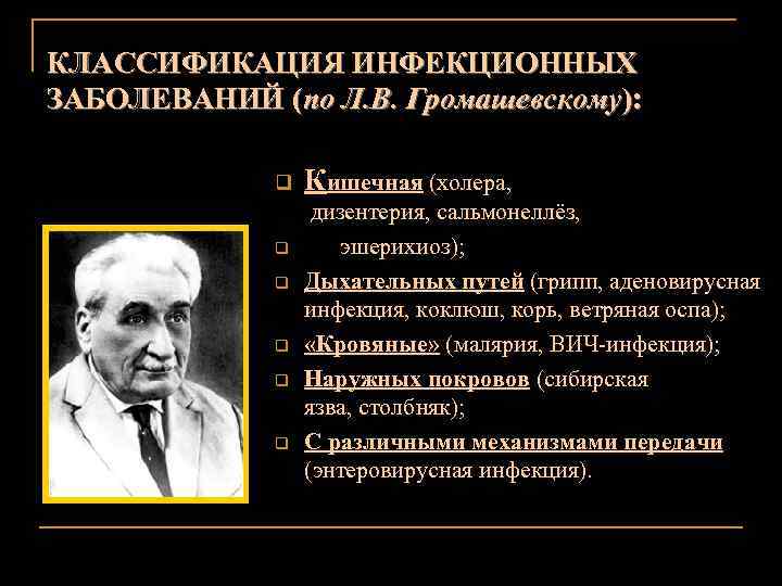 Классификация инфекционных болезней по громашевскому