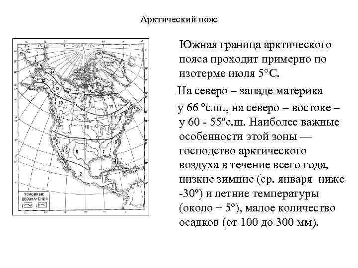 Арктический пояс Южная граница арктического пояса проходит примерно по изотерме июля 5°С. На северо