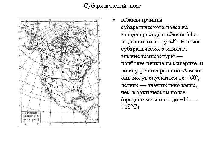 Субарктический пояс • Южная граница субарктического пояса на западе проходит вблизи 60 с. ш.
