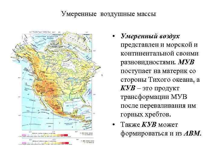 Умеренные воздушные массы • Умеренный воздух представлен и морской и континентальной своими разновидностями. МУВ