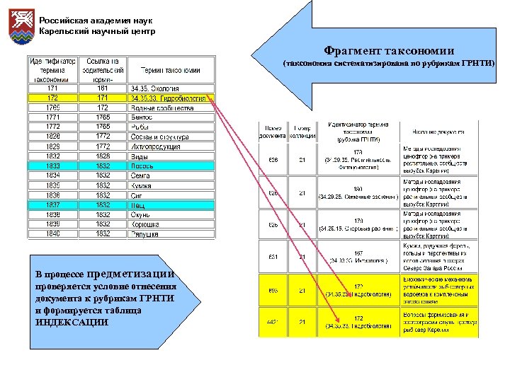 Российская академия наук Карельский научный центр Фрагмент таксономии (таксономия систематизирована по рубрикам ГРНТИ) В