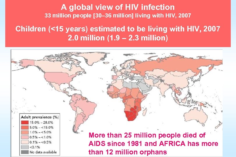 A global view of HIV infection 33 million people [30– 36 million] living with