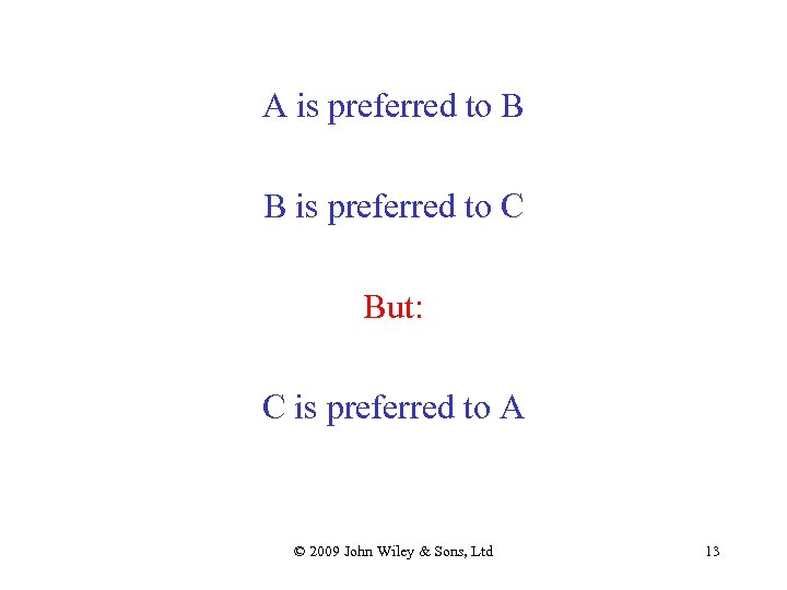A is preferred to B B is preferred to C But: C is preferred