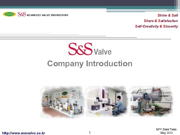 Shine & Salt ADVANCED VALVE ENGINEERING Share & Satisfaction Self-Creativity & Sincerity Company Introduction