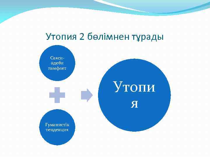 Утопия 2 бөлімнен тұрады Саясиәдеби памфлет Утопи я Гуманистік тенденция 