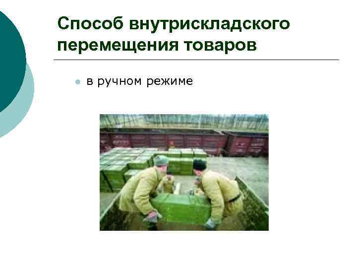 Способ внутрискладского перемещения товаров l в ручном режиме 