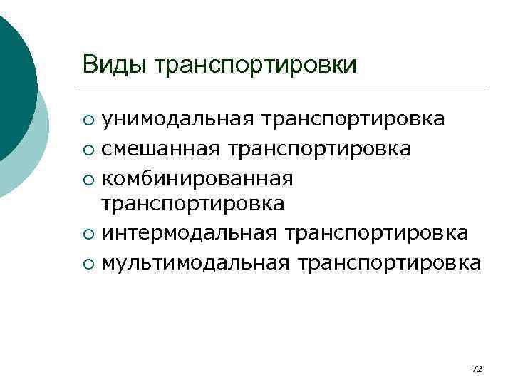 Виды транспортировки