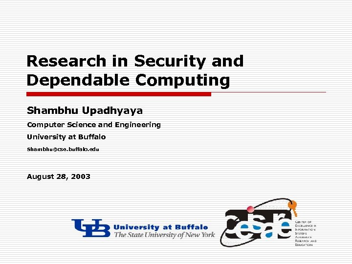 Research In Security And Dependable Computing Shambhu Upadhyaya