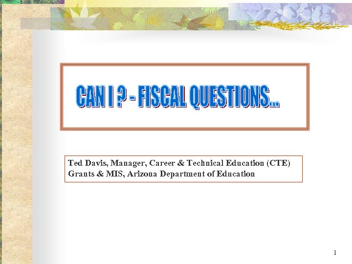 Ted Davis, Manager, Career & Technical Education (CTE) Grants & MIS, Arizona Department of