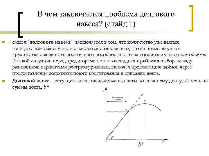 В чем заключается проблема долгового навеса? (слайд 1) n n смысл "долгового навеса" заключается