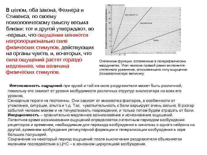 В целом, оба закона, Фехнера и Стивенса, по своему психологическому смыслу весьма близки: тот
