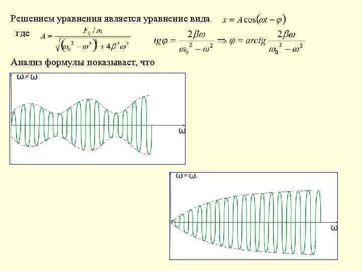 Решением уравнения является уравнение вида где Анализ формулы показывает, что 