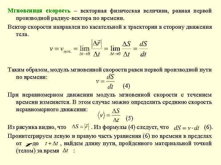 Мгновенная скорость производная