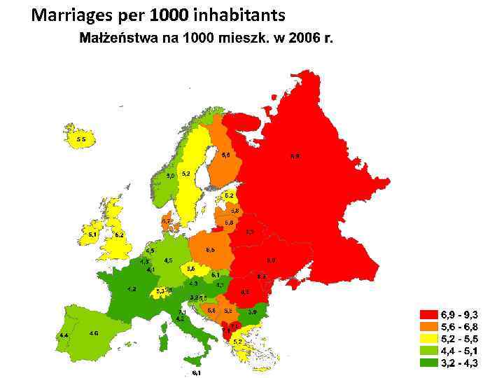 Marriages per 1000 inhabitants 