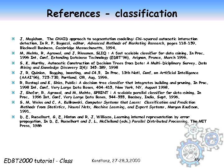References - classification z z z z J. Magidson. The CHAID approach to segmentation