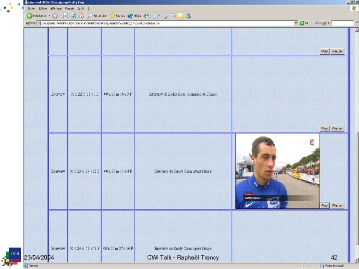 23/04/2004 CWI Talk - Raphaël Troncy 42 