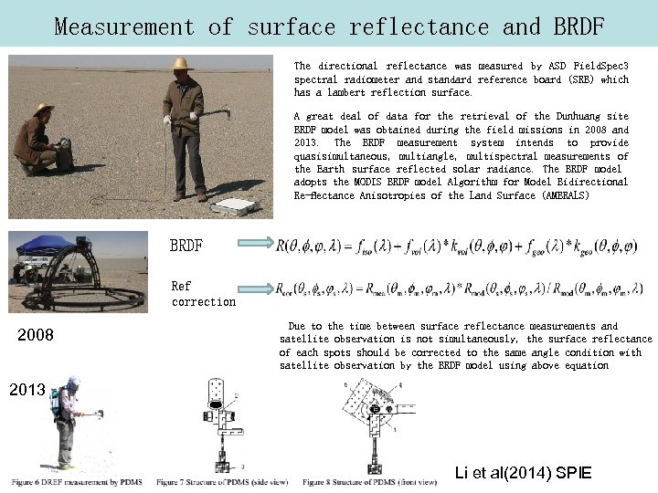 Measurement of surface reflectance and BRDF The directional reflectance was measured by ASD Field.