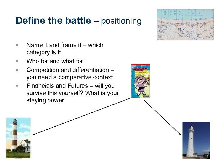 Define the battle – positioning § § Name it and frame it – which