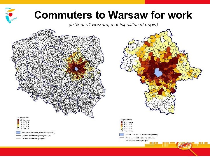Commuters to Warsaw for work (in % of all workers, municipalities of origin) 