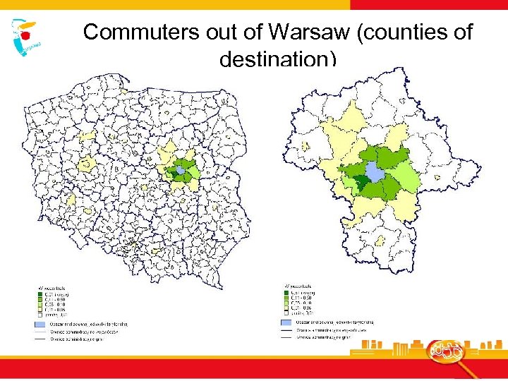 Commuters out of Warsaw (counties of destination) 