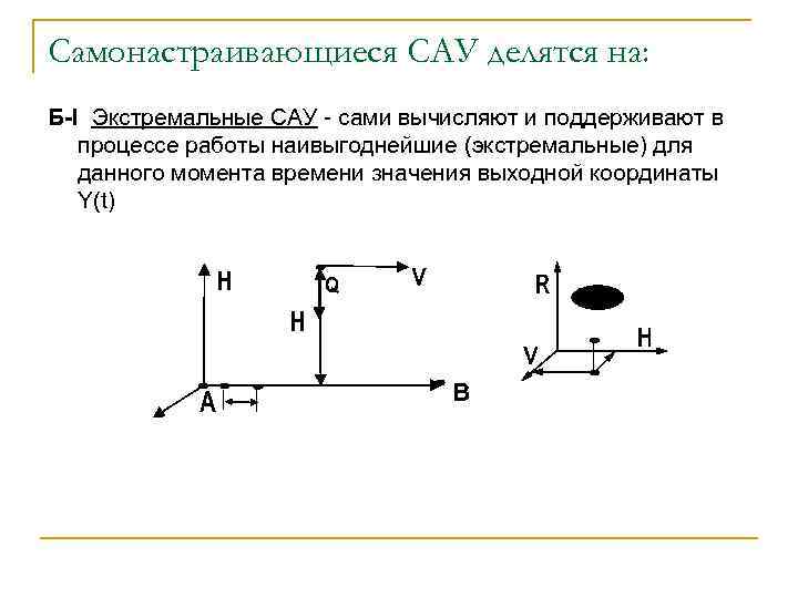 Самонастраивающиеся САУ делятся на: Б-I Экстремальные САУ - сами вычисляют и поддерживают в процессе