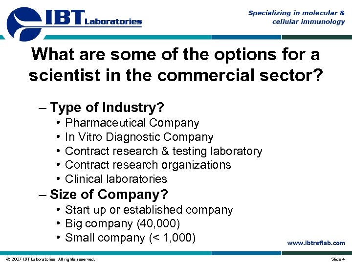 What are some of the options for a scientist in the commercial sector? –