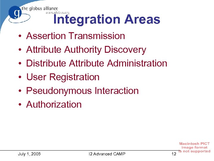 Integration Areas • • • Assertion Transmission Attribute Authority Discovery Distribute Attribute Administration User