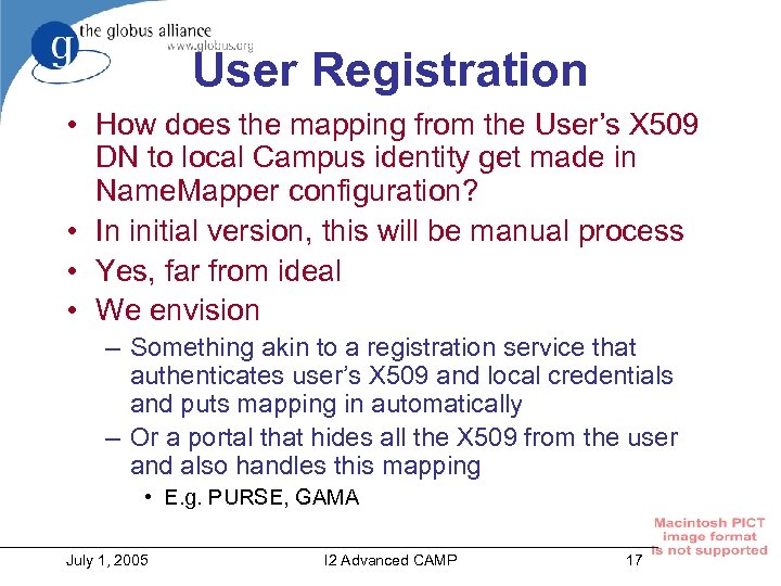 User Registration • How does the mapping from the User’s X 509 DN to