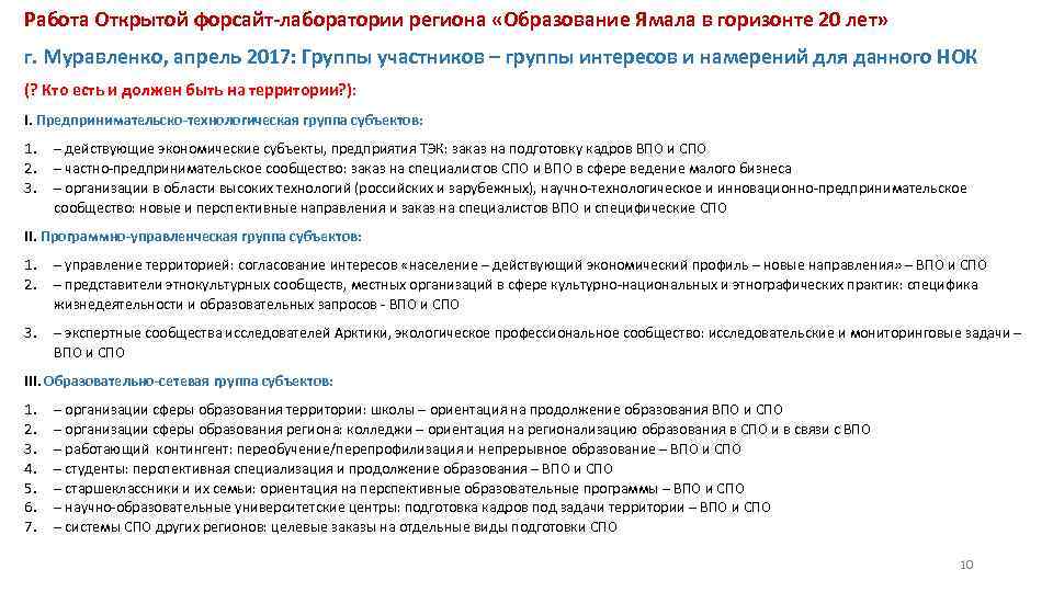 Работа Открытой форсайт-лаборатории региона «Образование Ямала в горизонте 20 лет» г. Муравленко, апрель 2017: