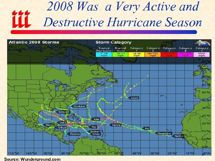 2008 Was a Very Active and Destructive Hurricane Season Source: Wunderground. com 