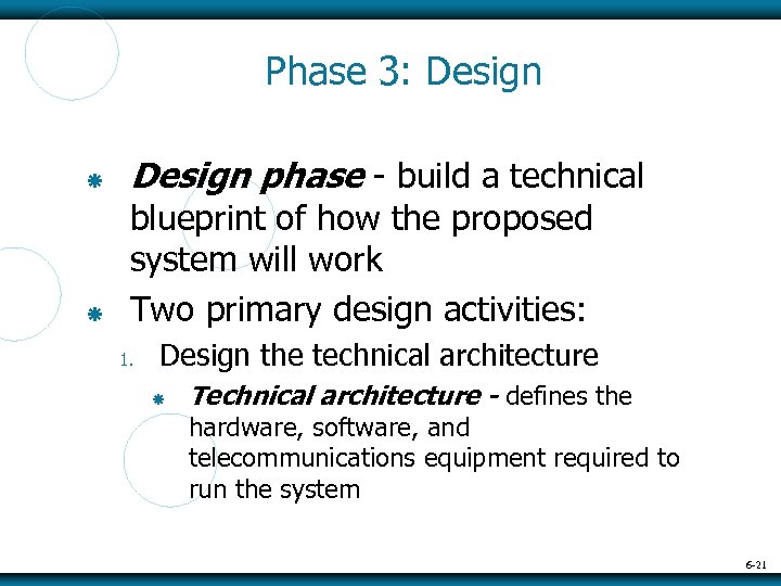 Phase 3: Design phase - build a technical blueprint of how the proposed system