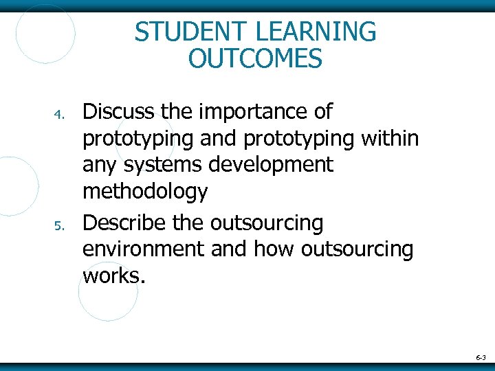 STUDENT LEARNING OUTCOMES 4. 5. Discuss the importance of prototyping and prototyping within any