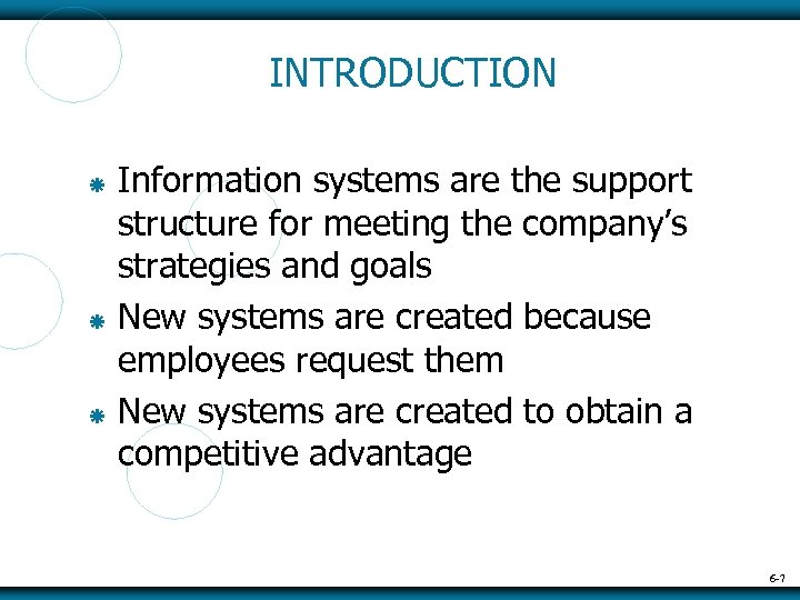 INTRODUCTION Information systems are the support structure for meeting the company’s strategies and goals