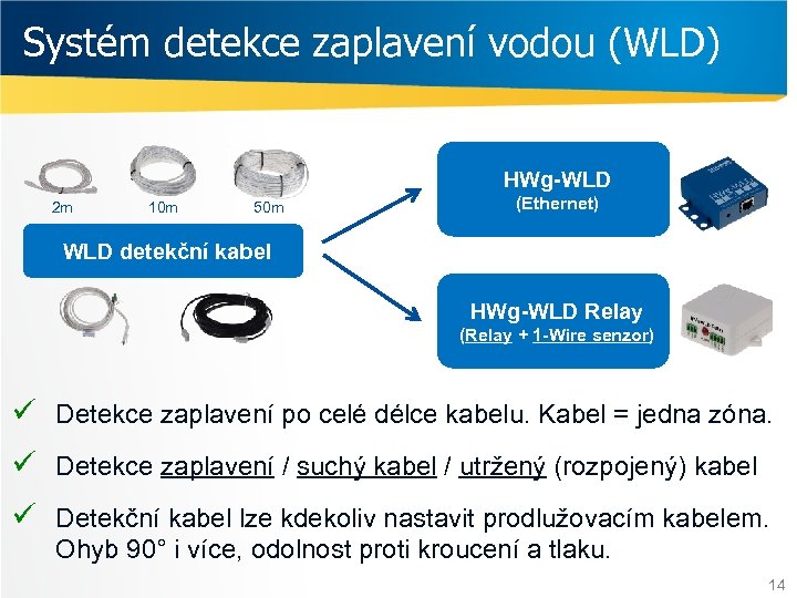 Systém detekce zaplavení vodou (WLD) HWg-WLD 2 m 10 m 50 m (Ethernet) WLD