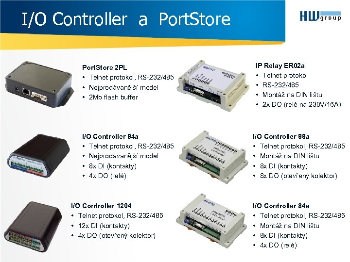 I/O Controller a Port. Store 2 PL • Telnet protokol, RS-232/485 • Nejprodávanější model