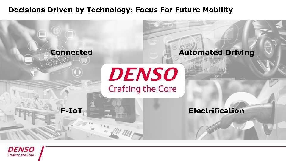 Decisions Driven by Technology: Focus For Future Mobility Connected Automated Driving F-Io. T Electrification