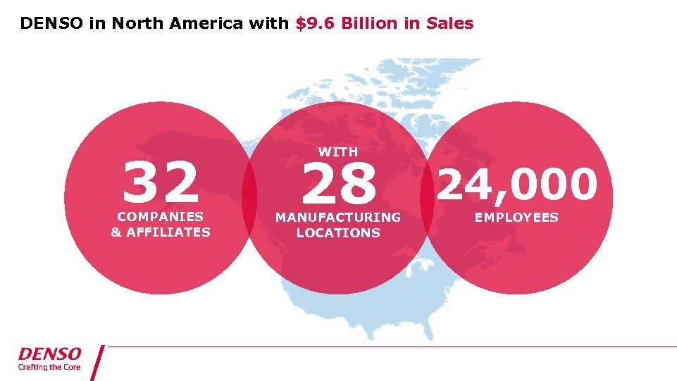 DENSO in North America with $9. 6 Billion in Sales 32 COMPANIES & AFFILIATES