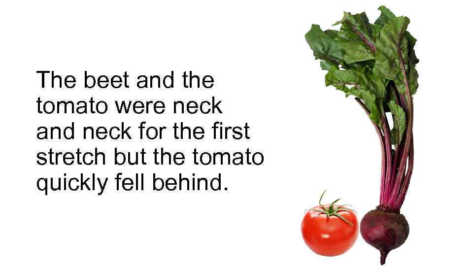 The beet and the tomato were neck and neck for the first stretch but