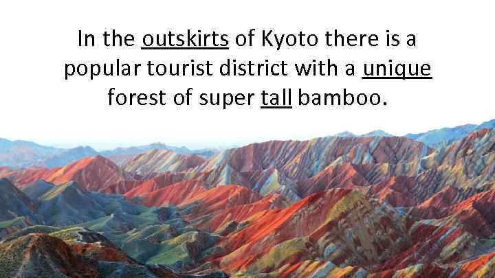 In the outskirts of Kyoto there is a popular tourist district with a unique