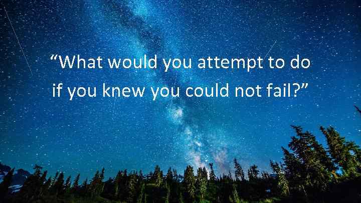 “What would you attempt to do if you knew you could not fail? ”