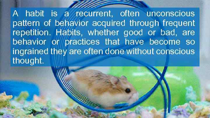 A habit is a recurrent, often unconscious pattern of behavior acquired through frequent repetition.