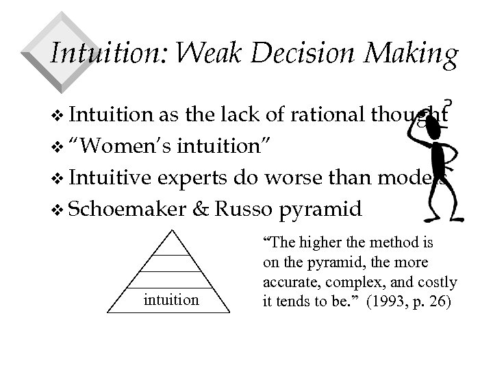 Intuition: Weak Decision Making v Intuition as the lack of rational thought v “Women’s