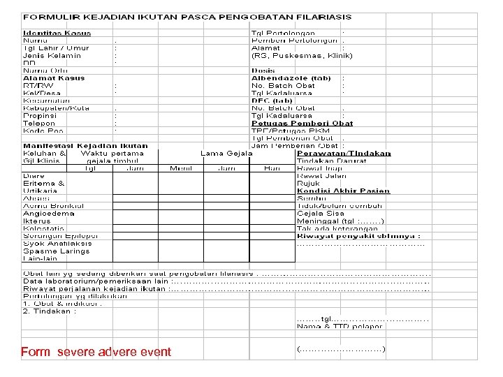 Form severe advere event 