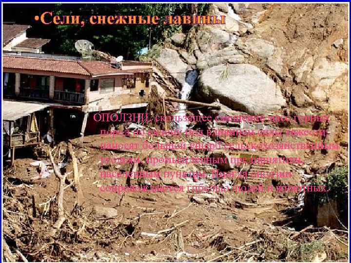  • Сели, снежные лавины О ПОЛЗНИ, скользящее смещение масс горных пород по склону