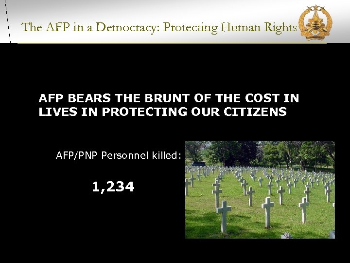 The AFP in a Democracy: Protecting Human Rights AFP BEARS THE BRUNT OF THE