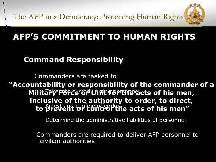 The AFP in a Democracy: Protecting Human Rights AFP’S COMMITMENT TO HUMAN RIGHTS Command