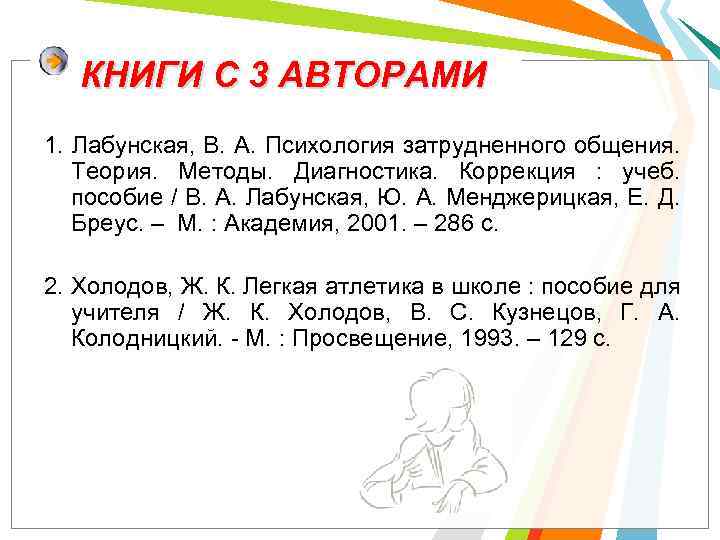 КНИГИ С 3 АВТОРАМИ 1. Лабунская, В. А. Психология затрудненного общения. Теория. Методы. Диагностика.