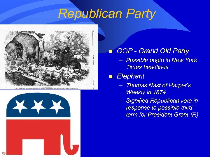 Republican Party n GOP - Grand Old Party – Possible origin in New York