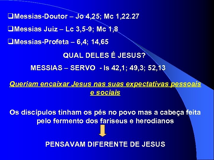 q. Messias-Doutor – Jo 4, 25; Mc 1, 22. 27 q. Messias Juiz –