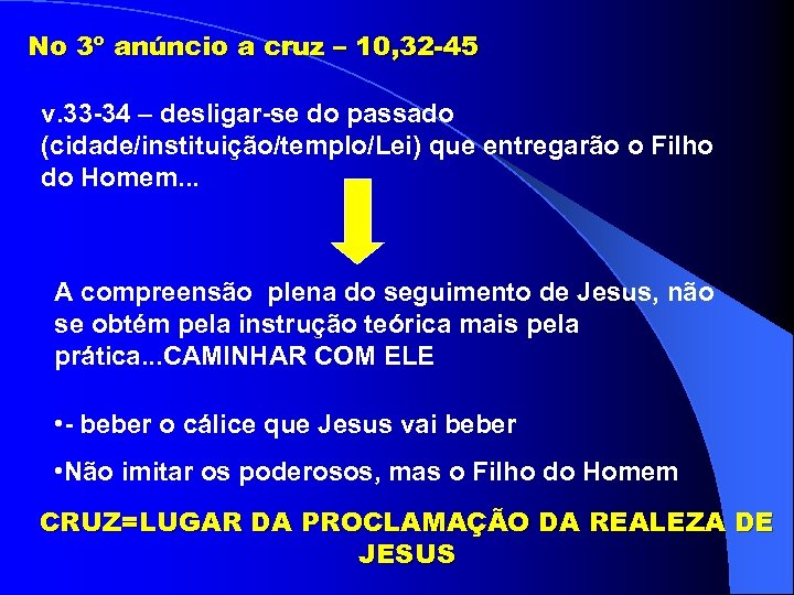 No 3º anúncio a cruz – 10, 32 -45 v. 33 -34 – desligar-se